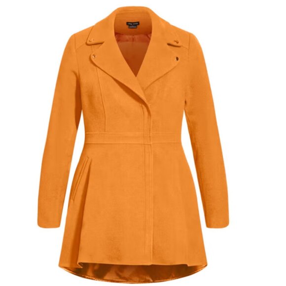 NWT City Chic Deep Caramel Hi Lo Frill Coat size 18 - Picture 6 of 12